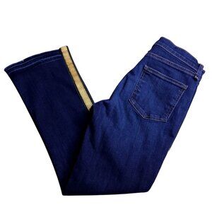 Veronica Beard Womens 10" Baby Boot Cropped Jeans 25 Gold Stripe Frayed Hem